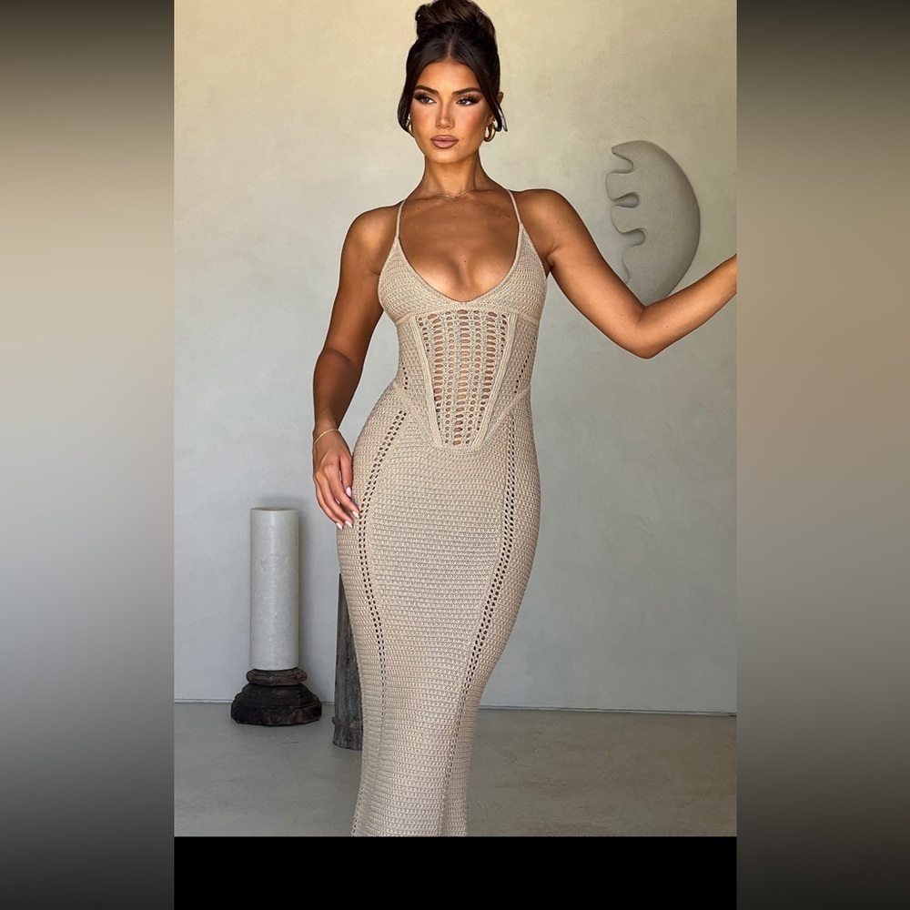 Xanthe Maxi Dress- tan-beige-XS NWT- dress/cover up - Picture 5 of 7